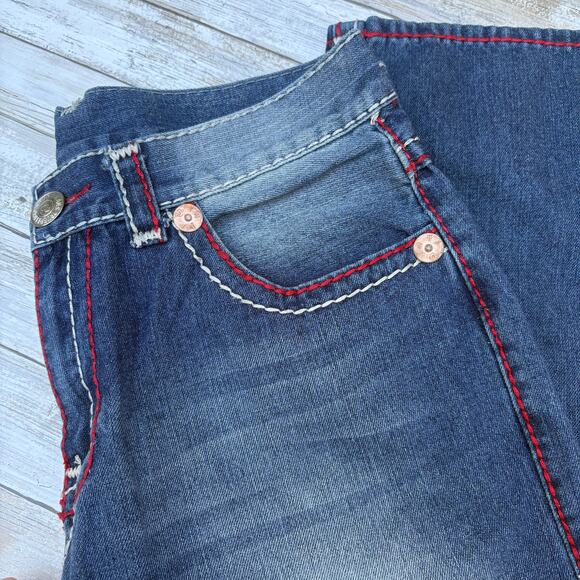 Y2K True Religion Jeans Sz 36 Faded Blue Denim World Tour Ticket Billy Super T - Picture 10 of 16